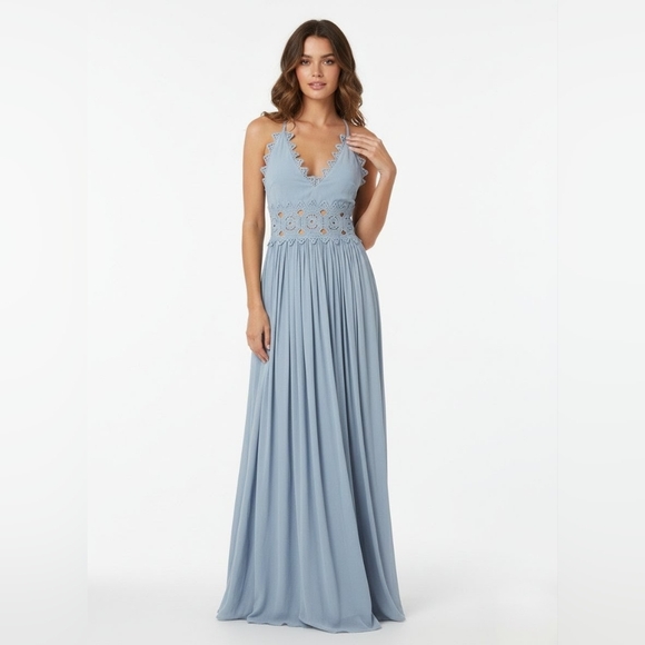 Lulus Dresses & Skirts - Lulus "This is Love" Slate Blue Lace Maxi Dress - NWT XS